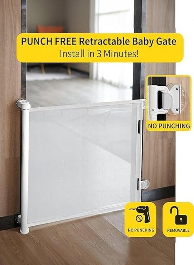 MBUYS MALL Baby Safety Gate, Retractable Mesh, Baby Fence Barrier Expandable Child Gate for Stairs, Doorways | Pet Safety Gate (White''33x55'') - Image 2